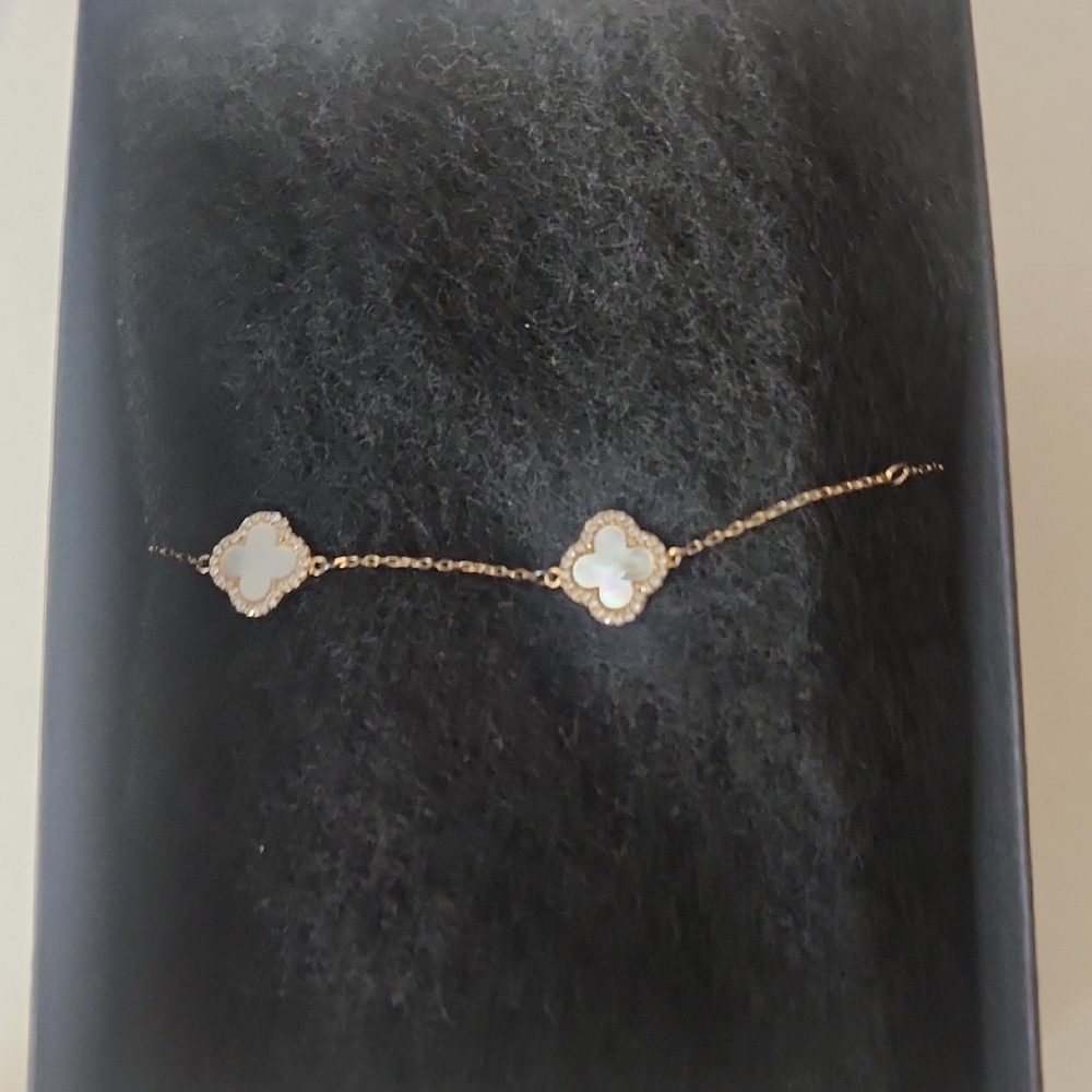 Rachel Zoe Gold and White Floral Bracelet
